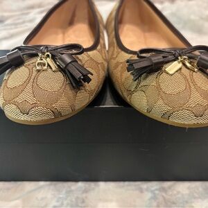 Coach Brown and Black Flats with Tassel Accents